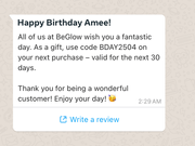 Template message for personalized discount