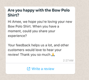 Template message to ask for customer review