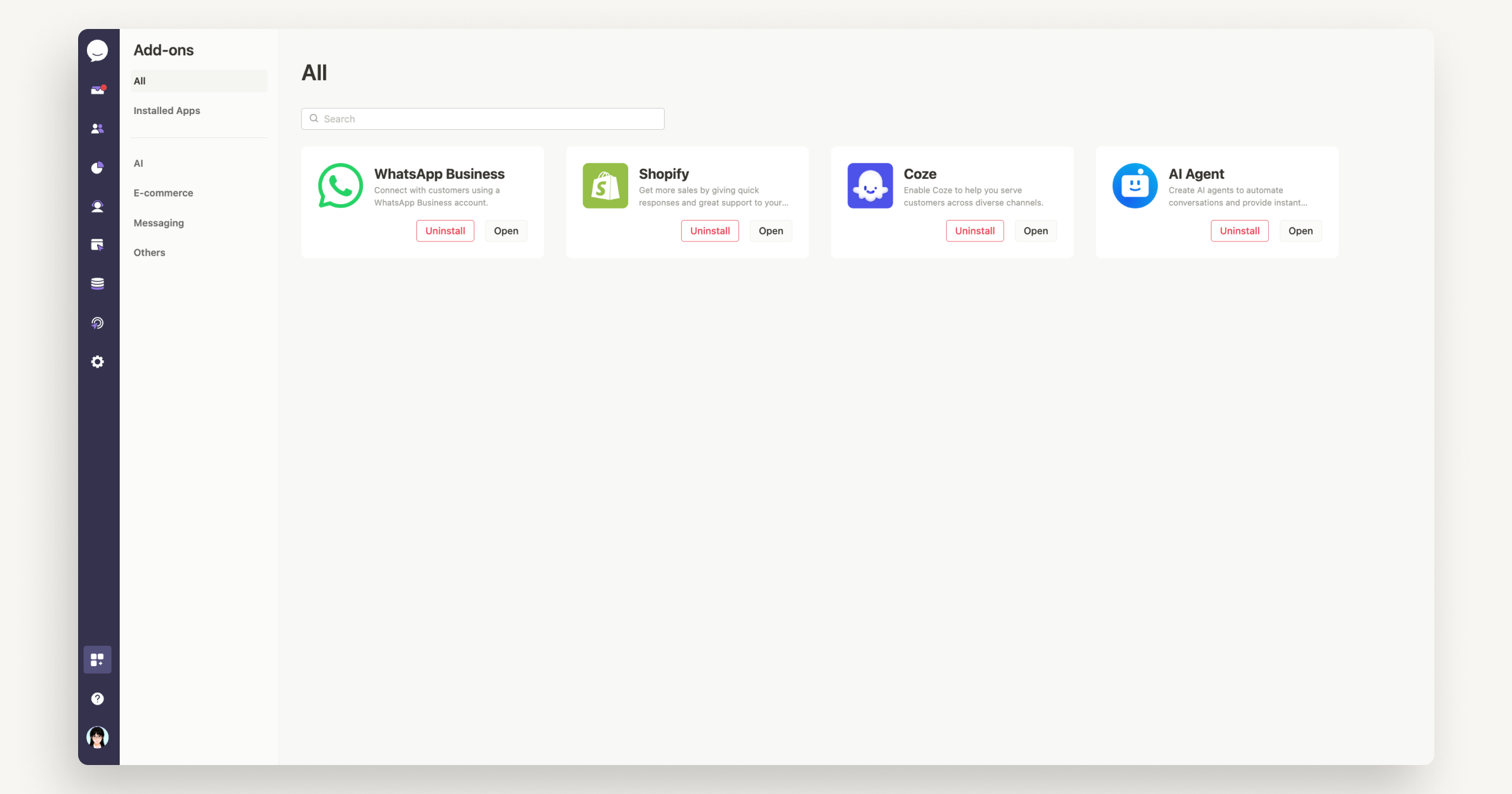 Add-on menu Add-on menu