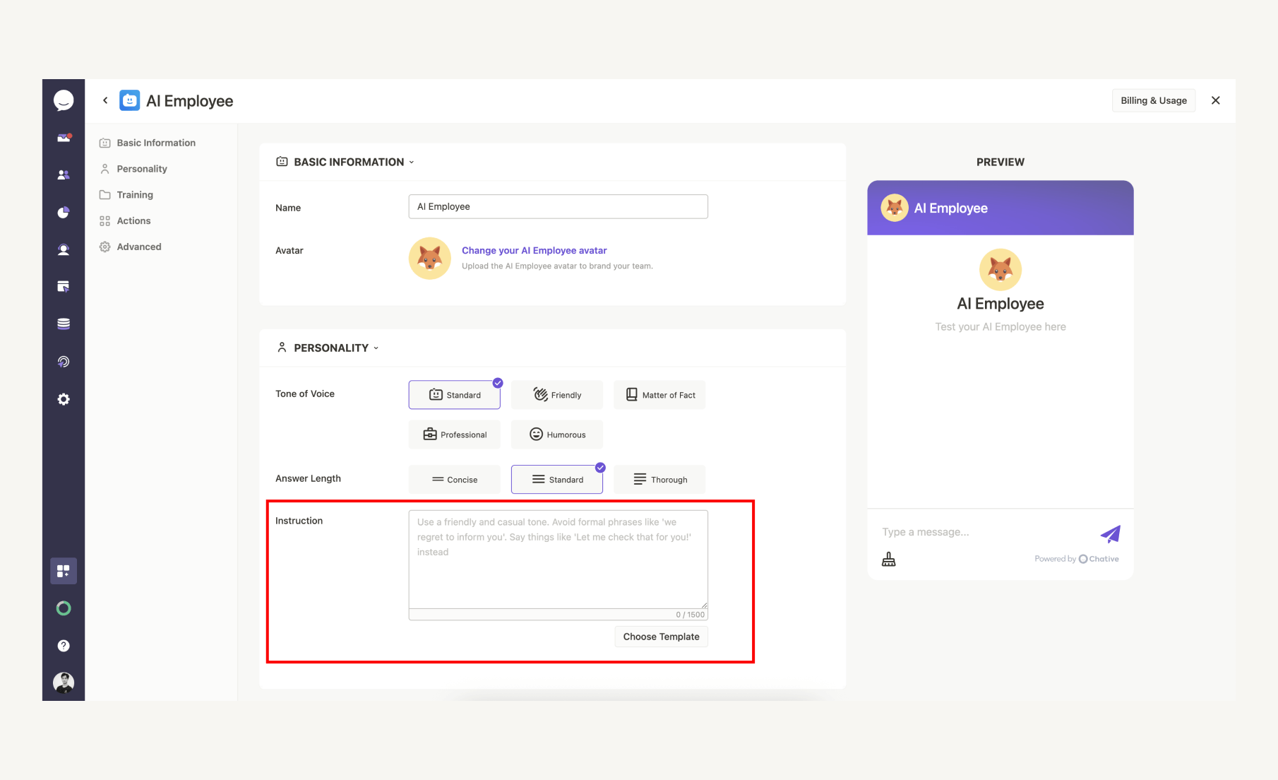 Open Personality section