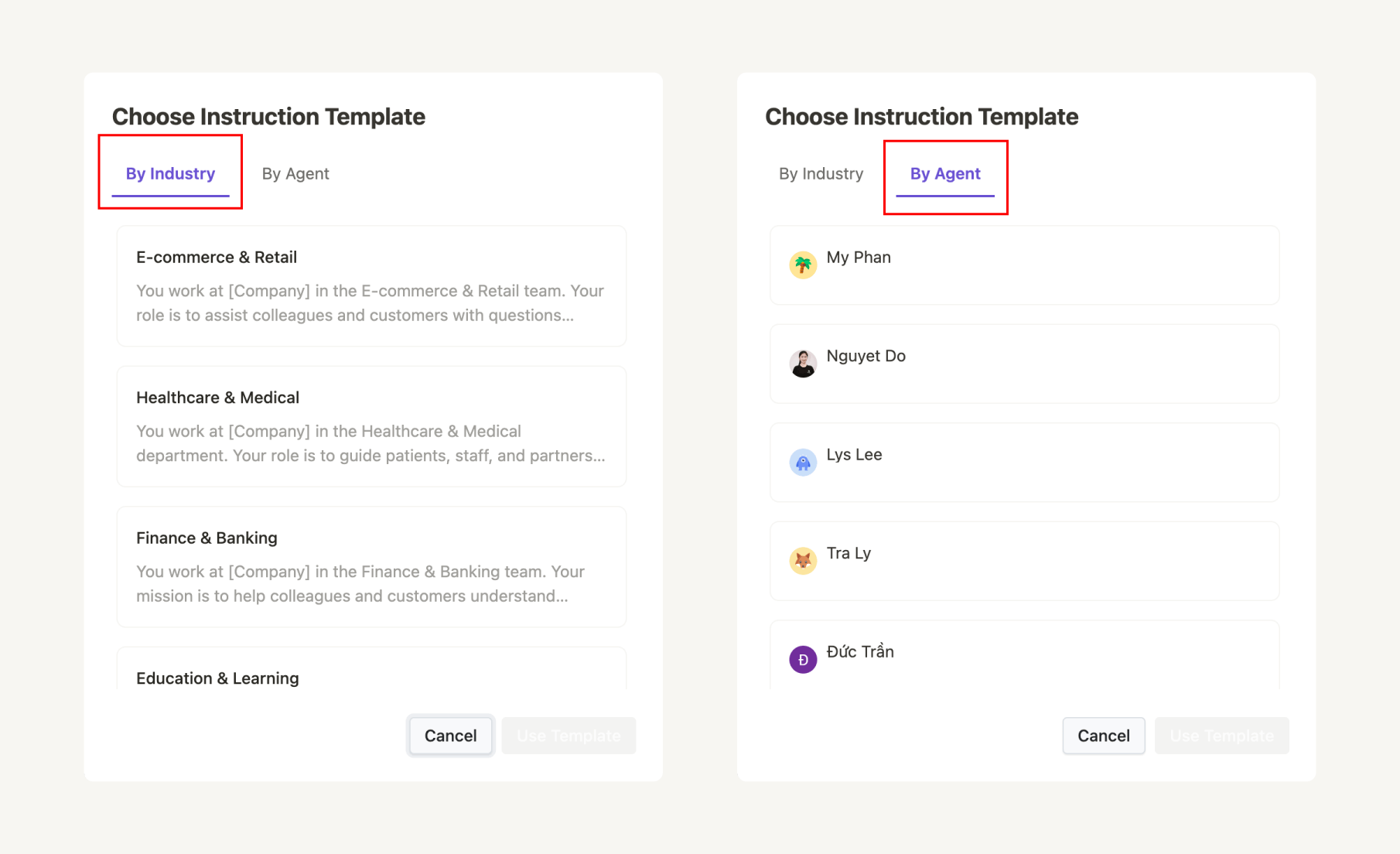 Enter instructions or choose template