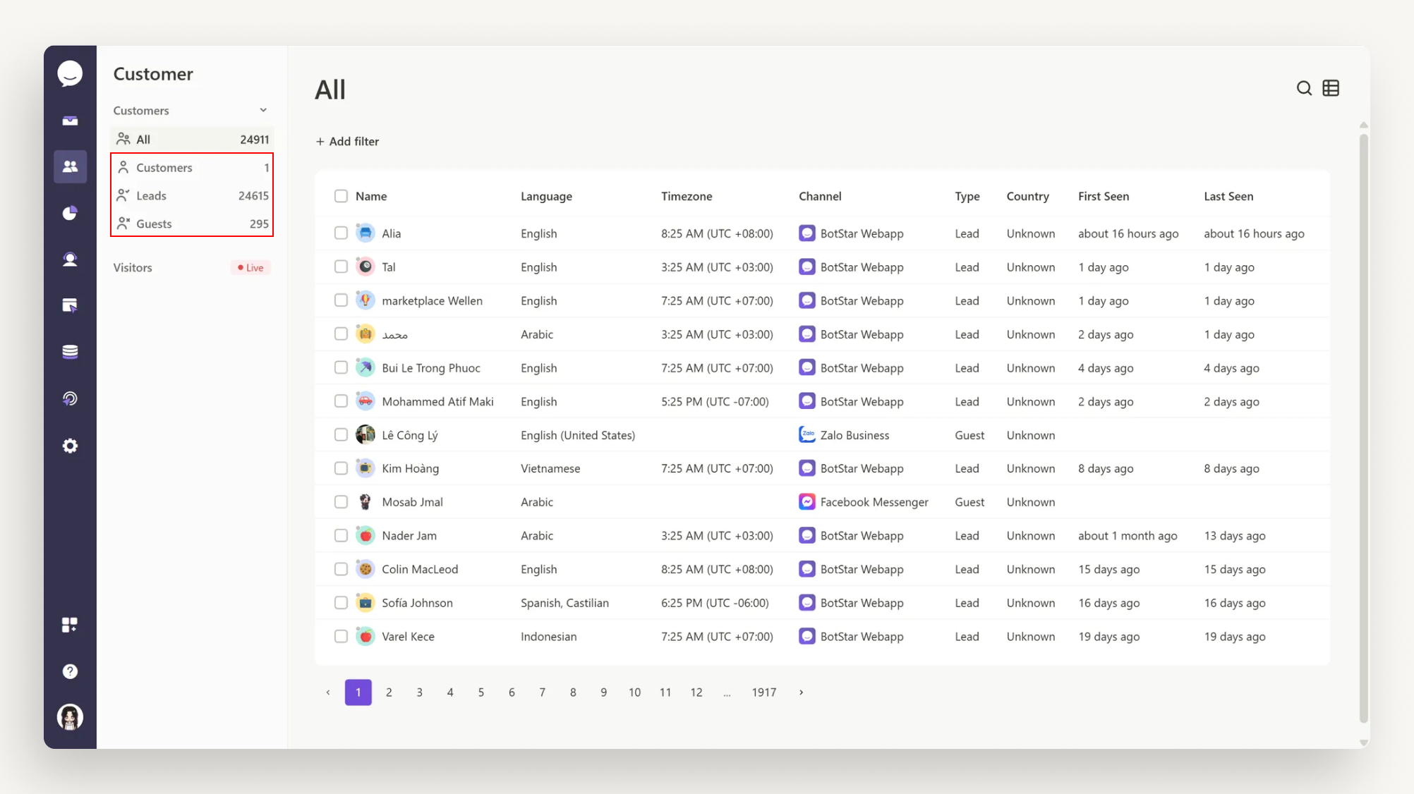 Customer Type in Chative