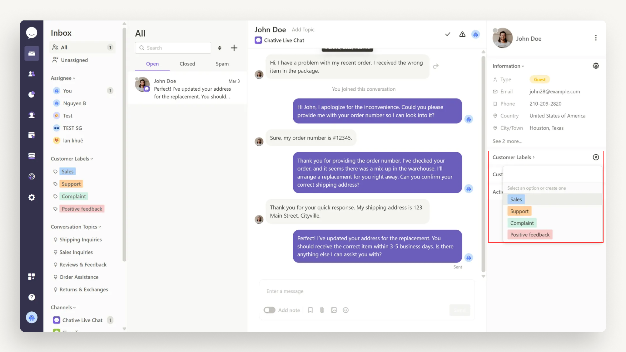 click the plus button to create or assign a label