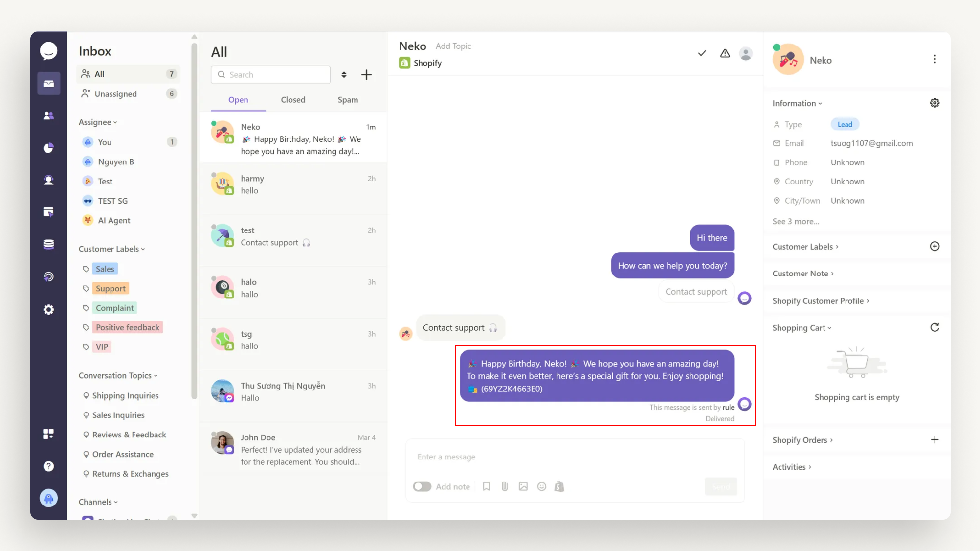 Birthday Greeting & Discount Code Birthday Greeting & Discount Code