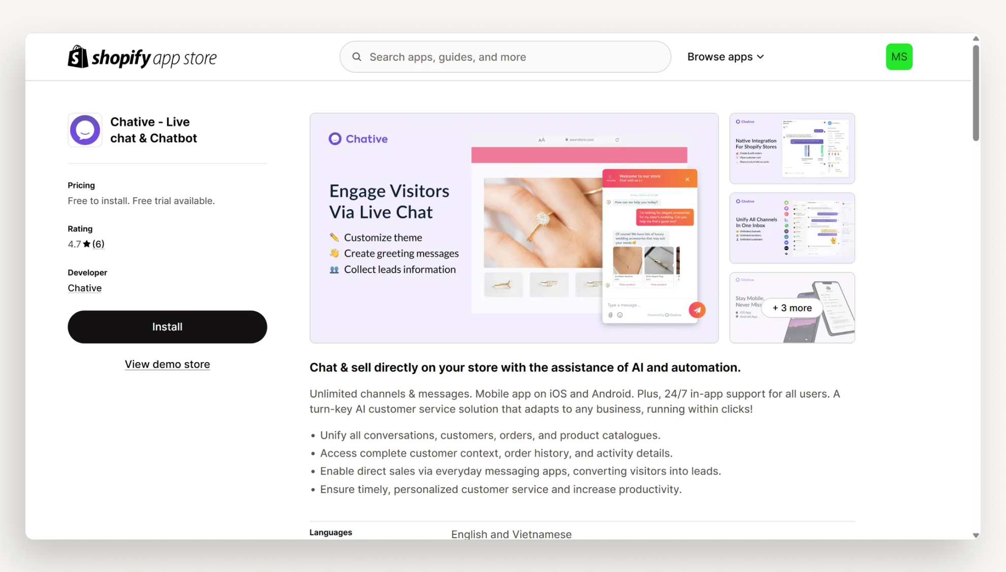 Install Chative ‑ Live chat & Chatbot Install Chative ‑ Live chat & Chatbot