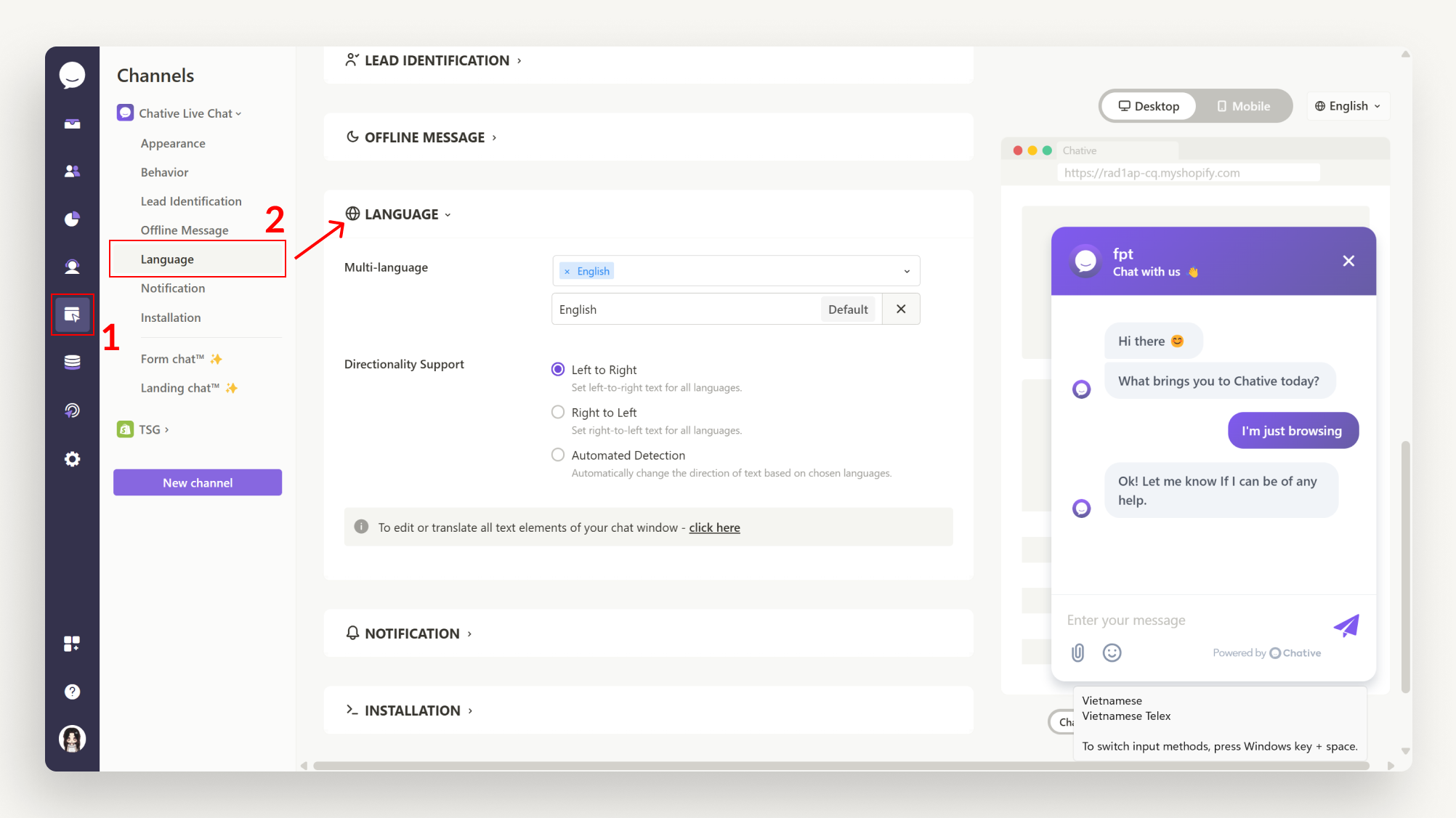 Set Up Live Chat Language Set Up Live Chat Language