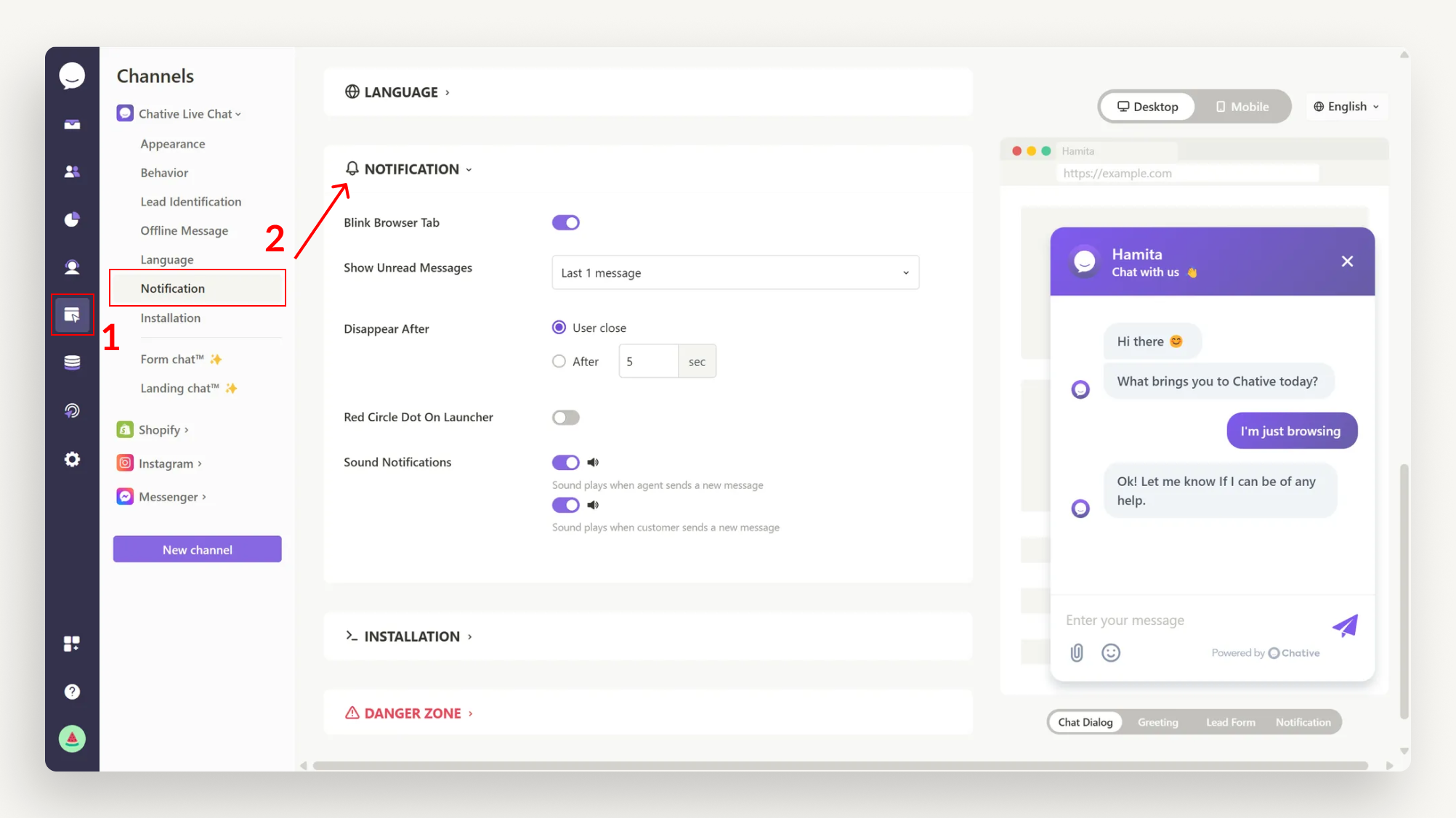 Set Up Live Chat Notification Set Up Live Chat Notification