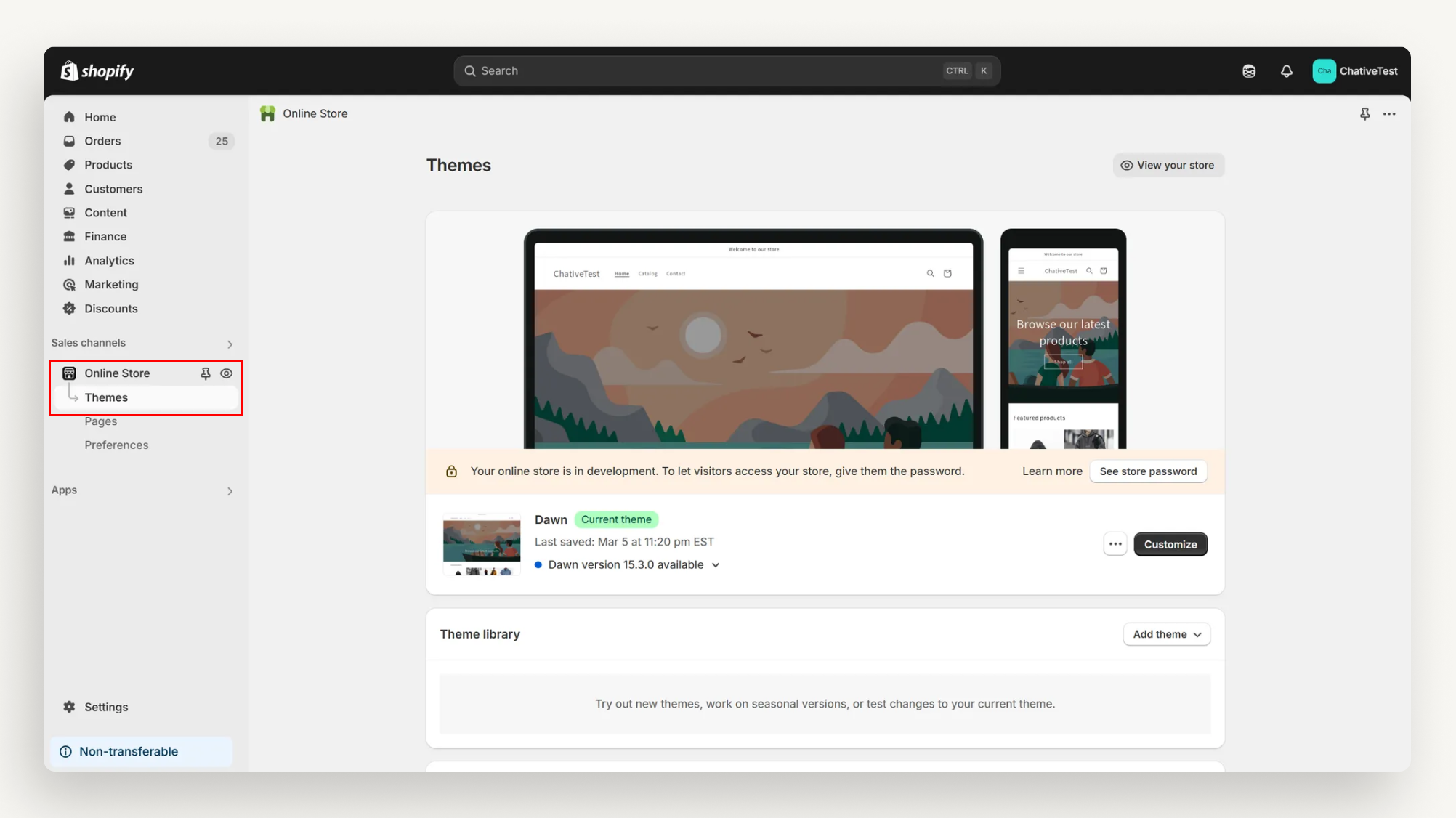 Choose Online Store &gt; Themes