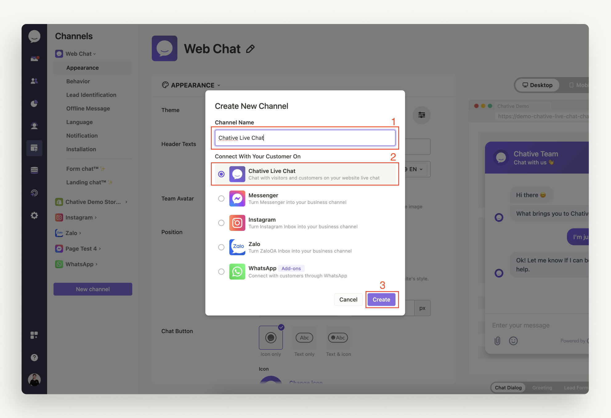 Give the channel a name Give the channel a name